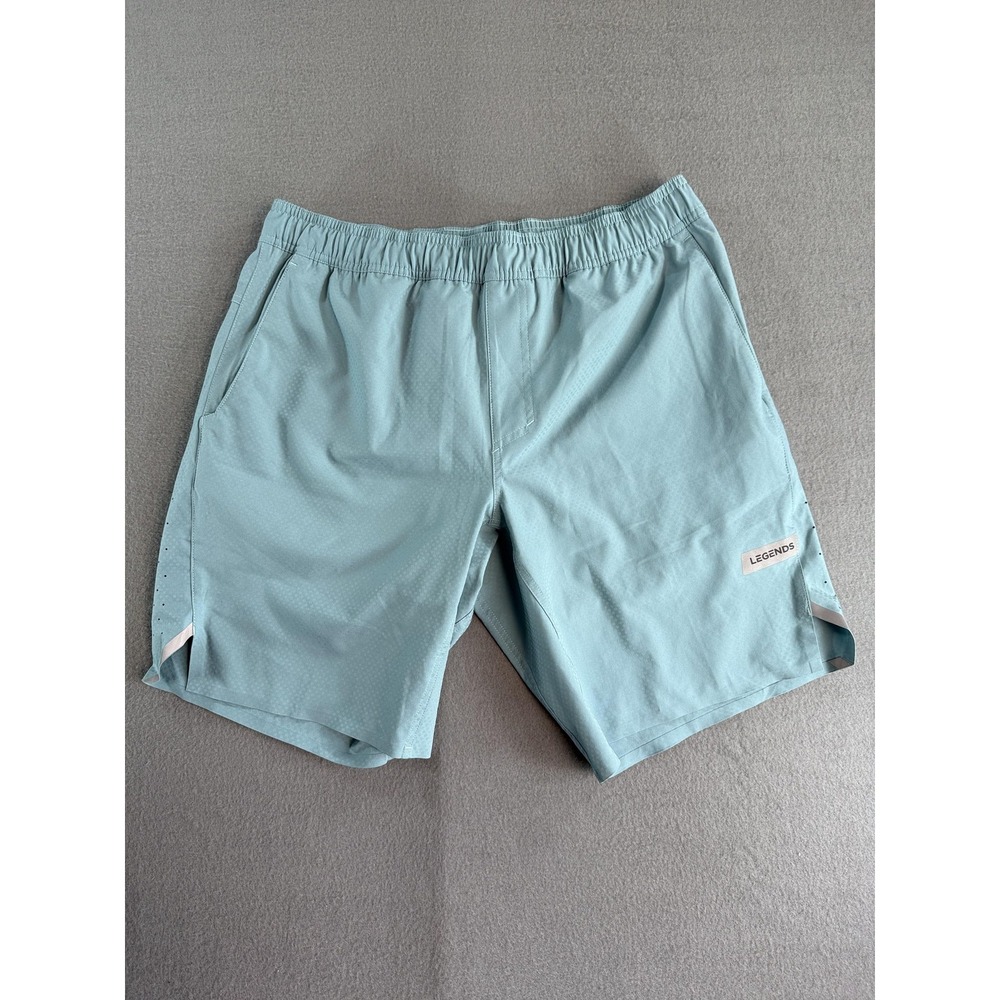 Legends Luka Shorts Mens L Blue Athletic 7 Inseam Lined Quick Dry Stretch